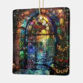 Glas in lood kerstversiering keramisch ornament (Links)