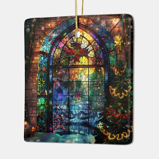 Glas in lood kerstversiering keramisch ornament (Links)