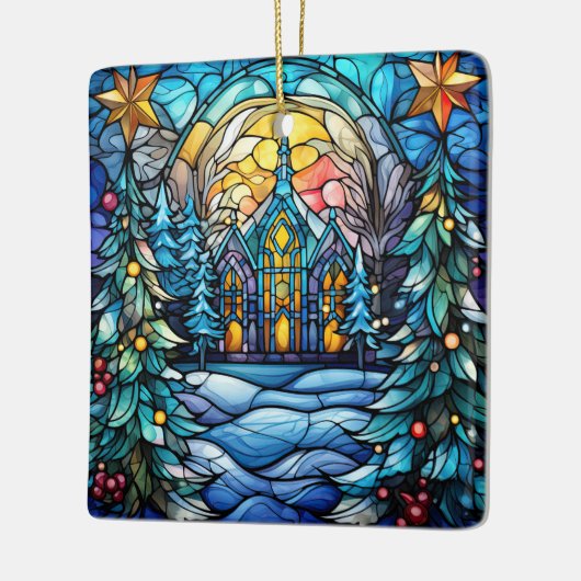 Glas in lood kerstversiering keramisch ornament (Links)