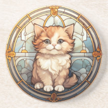 Glas in lood Kitten Elegante Hazel-Eyed Cat Art