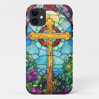 Glas in lood kruis iPhone 11 hoesje