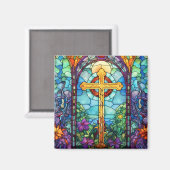 Glas in lood kruis magneet (Voorkant / Achterkant)