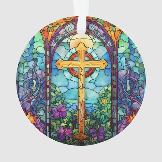 Glas in lood kruis ornament (achterkant)