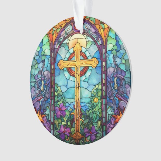 Glas in lood kruis ornament (voorkant)