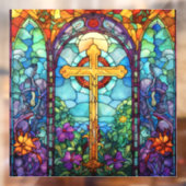 Glas in lood kruis raamsticker (Vel 2)