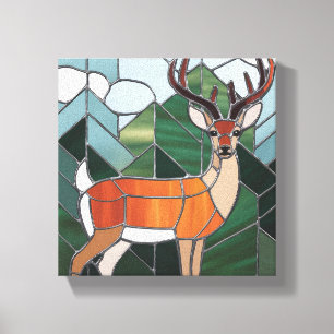 Glas in lood kunst, Glas in lood stijl herten kuns Canvas Afdruk