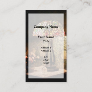 Glas in lood Lamp en Vase van Bloemen Visitekaartje