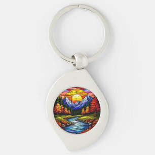 Glas-in-lood Landschap Sleutelhanger