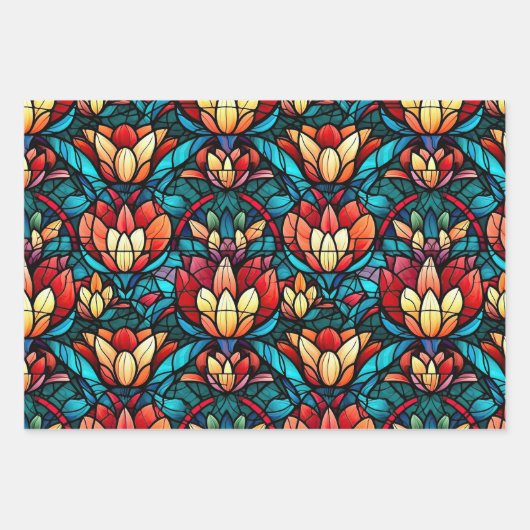 Glas in lood Levendige Design Inpakpapier Vel (Voorkant 3)