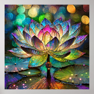 Glas-in-lood Levendige Lotus Bloem Poster