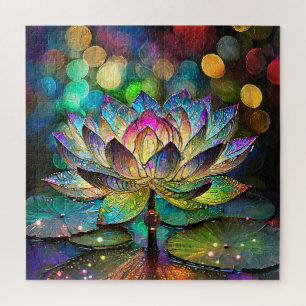 Glas-in-lood Levendige Lotusbloem Legpuzzel