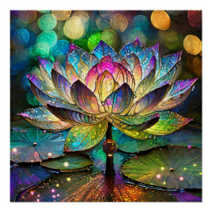 Glas-in-lood Levenskleurige Lotusbloem Perfect Poster