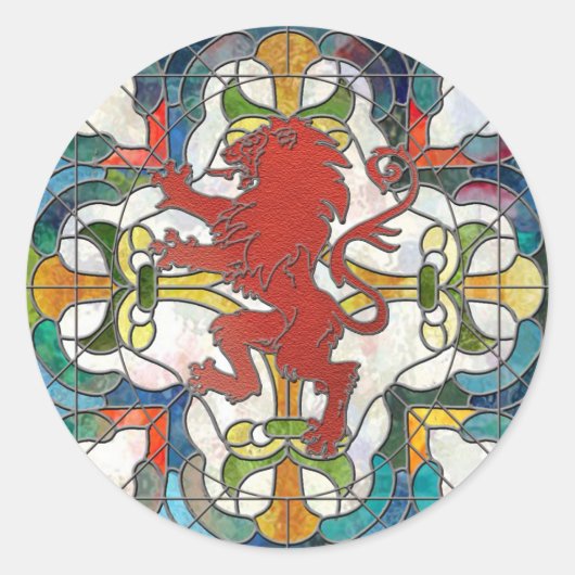 Glas in lood Lion Crest Ronde Sticker (Voorkant)