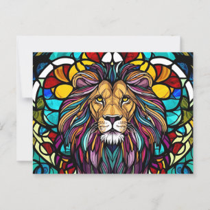 Glas in lood Lion Illustratie Briefkaart