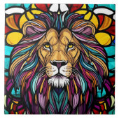 Glas in lood Lion Illustratie Tegeltje (Voorkant)
