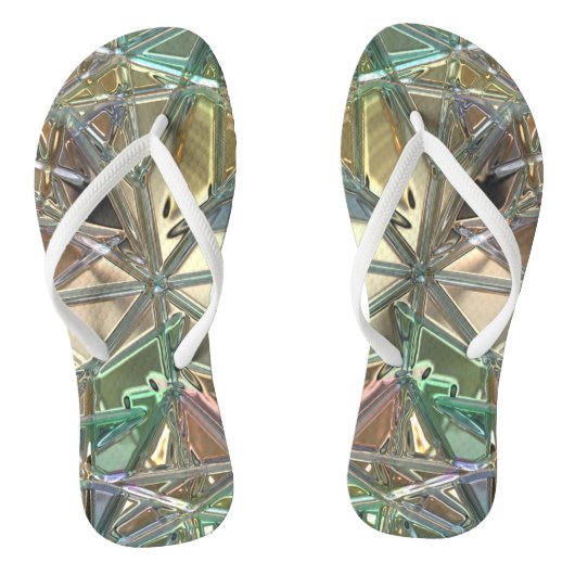 Glas in lood look abstract roze goud blauwgroen teenslippers (Voetbed)