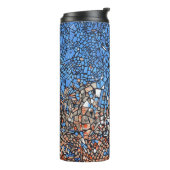 Glas in lood look mozaïek abstract blauw bruin thermosbeker (Gedraaid links)