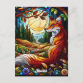 Glas in lood Look Red Fox Briefkaart (Voorkant)