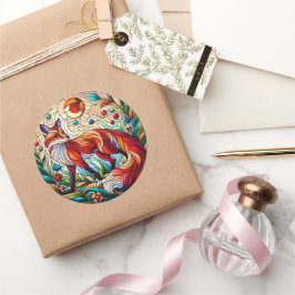Glas in lood Look Red Fox Ronde Sticker