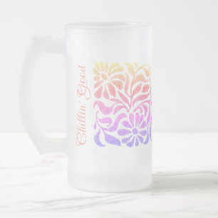 Glas in lood Look Spring Floral Art Bar Glass Matglas Bierpul