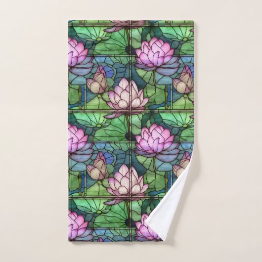 Glas in lood Lotus Badkamer Handdoek Set (Handdoek)