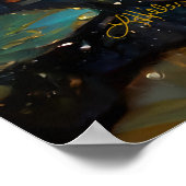 Glas in lood Lotus Bloesems in het maanlicht Poster (Hoek)