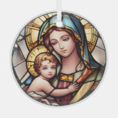 Glas in lood Maagd Maria en Jezus Glas Ornament (Voorkant)