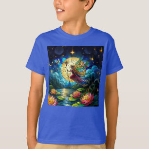Glas-in-lood Maanlicht Vlucht Elf  T-shirt