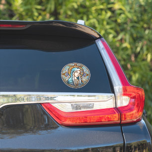 Glas in lood Madonna Ronde Auto Decal Sticker