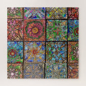 Glas in lood Mandala Patchwork Legpuzzel (Horizontaal)