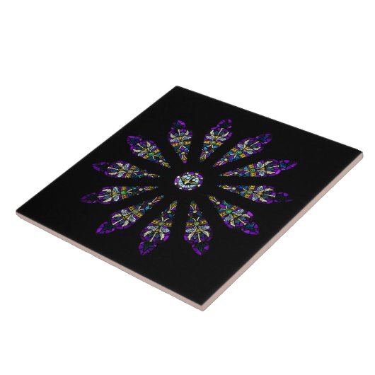 Glas in lood Mandala Tile Tegeltje (Zijkant)