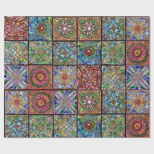 Glas in lood Mandala verpakkingspapier Cadeaupapier (Vlak)