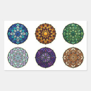 Glas-in-lood Mandala-versieringen Rechthoekige Sticker
