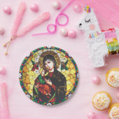 Glas in lood Mary en Jezus Papieren Bordje (Feest)