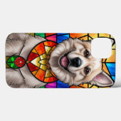 Glas in lood met een hondenportret Case-Mate iPhone case (Achterkant (horizontaal))