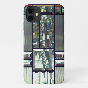 Glas in lood metallic look zilvergrijs zwart iPhone 11 hoesje