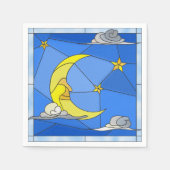 Glas in lood Moon, Stars en Clouds Paper Napkin Servet (Voorkant)