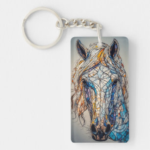 Glas-in-lood Mozaïek Paard Kunstwerk Sleutelhanger