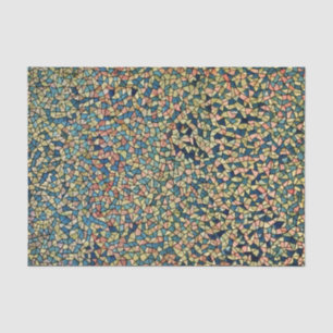 Glas in lood mozaïekkunst in blauw en roze tissuepapier