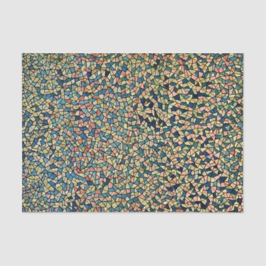 Glas in lood mozaïekkunst in blauw en roze tissuepapier (Voorkant)