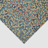 Glas in lood mozaïekkunst in blauw en roze tissuepapier (Detail)