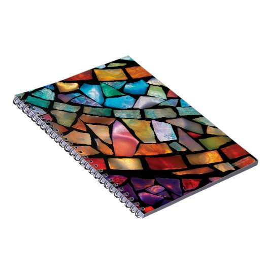 Glas in lood mozaïeknotebook "Fiesta Fun" Notitieboek (Rechterzijde)