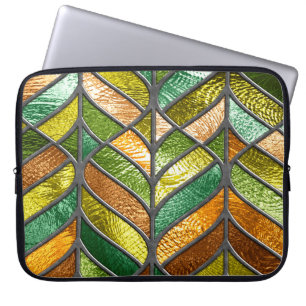 Glas in lood naadloze textuur met bladpatroon,  laptop sleeve
