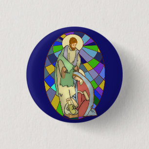 Glas in lood Nativiteit Ronde Button 3,2 Cm
