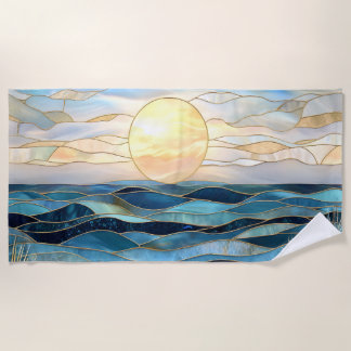Glas-in-lood Oceaan Zonsondergang Strandhanddoek Strandlaken