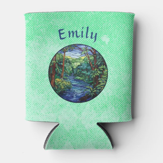 Glas in lood Oerwoud River Ronde Custom Blikjeskoeler (Voorkant)