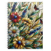 Glas in lood Ontwerp Wildflowers en Butterflies Notitieboek (Voorkant)