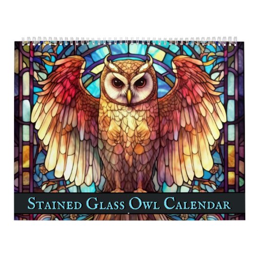 Glas in lood Owl Kalender (Hoes)