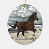 Glas in lood paard keramisch ornament (Links)