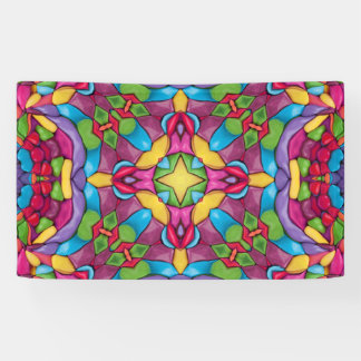 Glas in lood  Paars Kaleidoscoop Spandoek